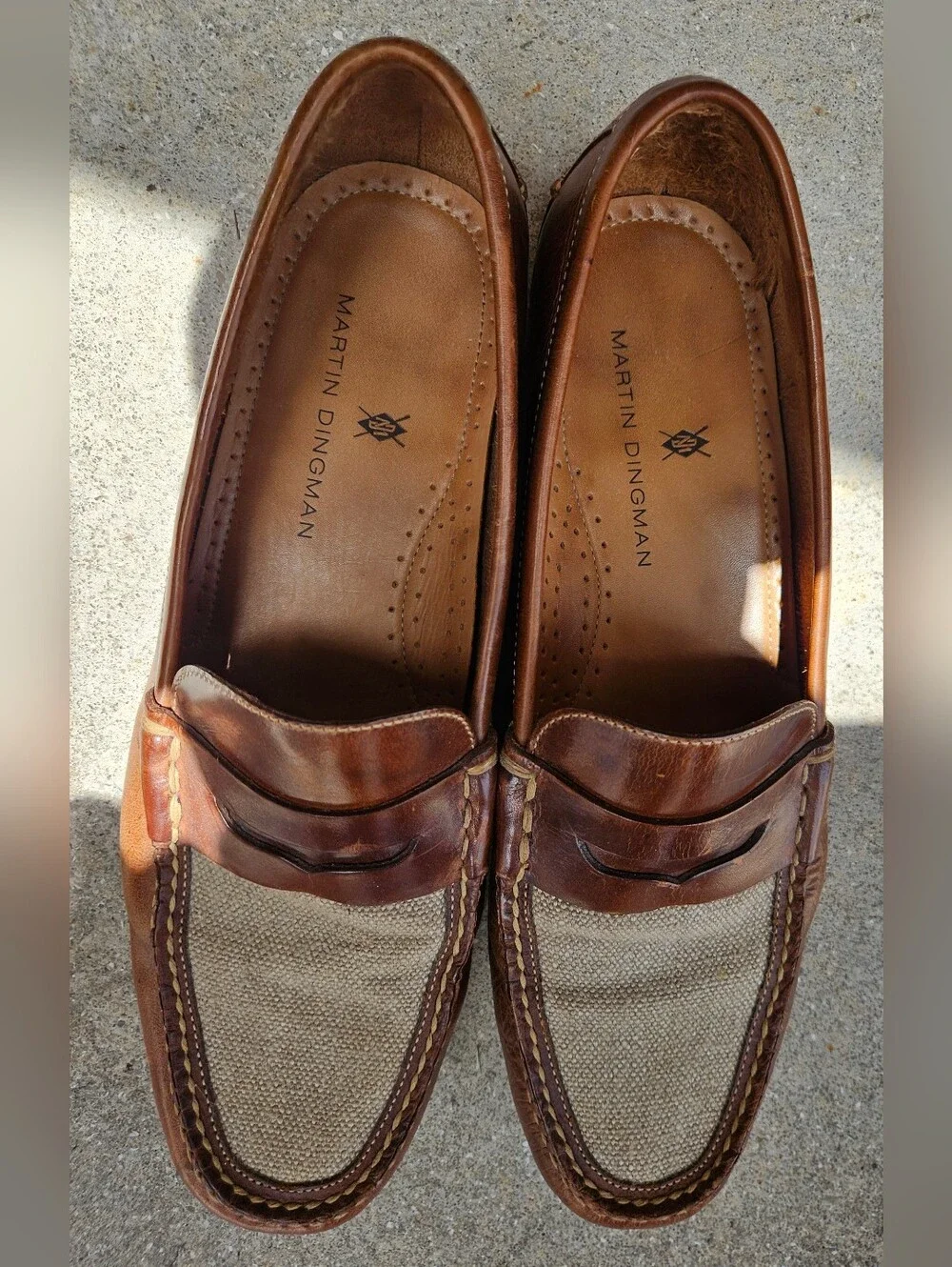 Martin Dingman Mens Shoes 12 M Brown Loafers Saddle Leather Pre-owned